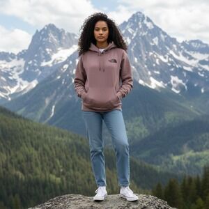 Women's The‎ North Face Hoodie Pullover Large Mauve Pink Fleece Sweatshirt